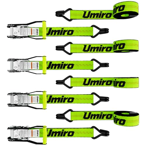 Umiro 2‘'*27' Heavy Duty Ratchet Straps with J Hooks Ratchet Strap 10,000Lbs MBS,Tie Down Ratcheting with J-Hook, Cargo Straps for Truck, Trailer, Moving(Neon Green) - color: Neon Green, size: 2 Inches X 27 Feet
