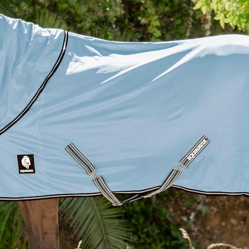 Equinavia Brisk Mesh Horse Fly Sheet with Neck Coverage, UV Protection - color: Light Blue, size: 69 in