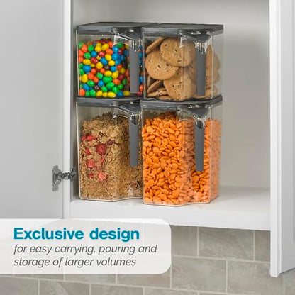 Polder Handle-It Canister, BPA-Free Plastic, Stackable Kitchen Storage Container, Air-Tight Food Storage Solution for Pantry, Counter, and Refrigerator Organization, 2.75-Quart
