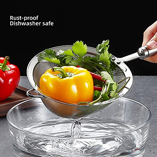 304 Stainless Steel Fine Mesh Strainers for Kitchen, Colander-Skimmer with Handle, Sieve Sifters for Food, Tea, Rice, Oil, Noodles, Fruits, Vegetable 5.51 inch Medium - size: 5.51 inch Medium