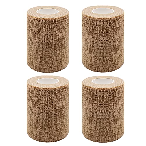 HerMia 4 Rolls Self Adhesive Bandage Wrap 3 Inch Self Adherent Wrap Self Stick Bandages Wrap Stretch Bandage for Wrist Ankle Swelling Sprains - size: 3 In - 4 Rolls