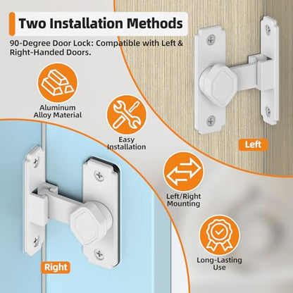 Sliding Barn Door Lock, 90 Degree Flip Security Gate Latch - color: White-1 Pc