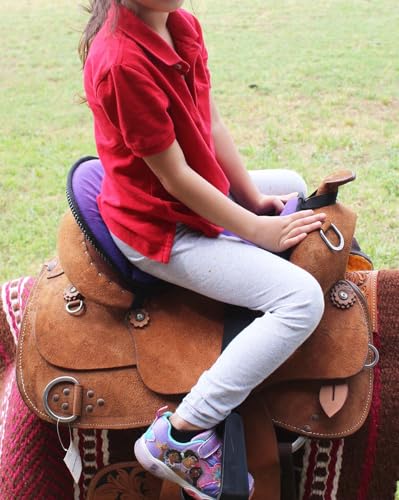 Horse Western Saddle Youth Neoprene Padded Seat Buddy Stirrups Brown 5138TS01BR