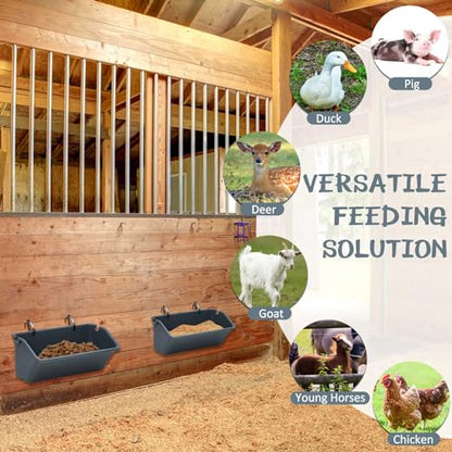 Wenqik 10 Pack Chicken Feeder,5 Quart Hanging Goat Waterer,Dark Gray - color: Dark Gray