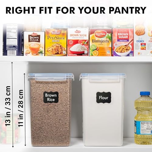 WHITE FEATHER SUPPLIES 2 PC [7 Qt / 6.5L / 220 Oz] Large Food Storage Containers with Lids Airtight - BPA Free Clear Plastic Kitchen and Pantry Storage Containers for Cereal, Flour, Sugar, Rice - color: Clear - 2 Pack