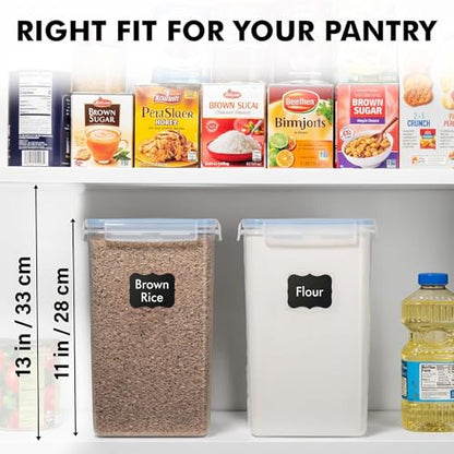 WHITE FEATHER SUPPLIES 2 PC [7 Qt / 6.5L / 220 Oz] Large Food Storage Containers with Lids Airtight - BPA Free Clear Plastic Kitchen and Pantry Storage Containers for Cereal, Flour, Sugar, Rice - color: Clear - 2 Pack