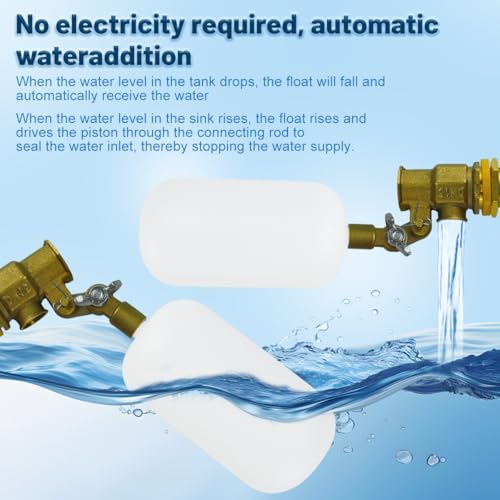 2 Pack Float Ball Valve, 1/2 Inch Brass Water Float Valve with Adjustable Arm, Automatic Water System Filler for Livestock Water Trough, Water Tank, Fountain, Automatic Waterer Bowl Dog Horse - size: 2 Pack