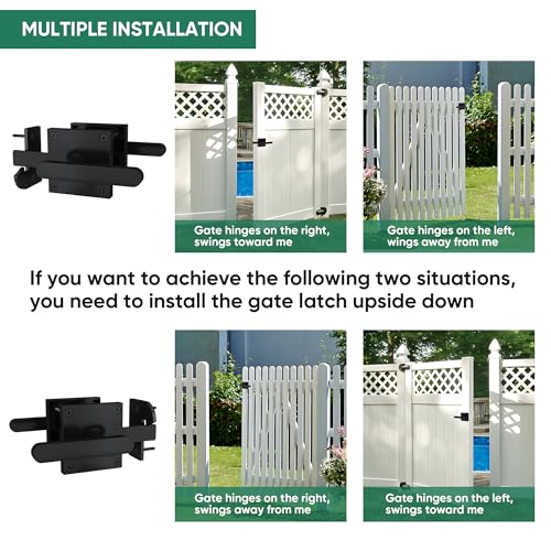 JUBEST Double Side Gate Latch, Heavy Duty Swinging Door Latch Gate Hardware for Right Inswing Outdoor Fence, Wooden Gates, Pool Gate, Backyard, Garden
