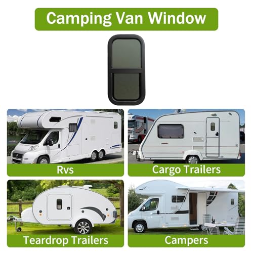 RV Window 12"W x 24"H Vertical Sliding Replacement Glass &Trim Ring Set - size: 12" W x 24" H, style: Vertical