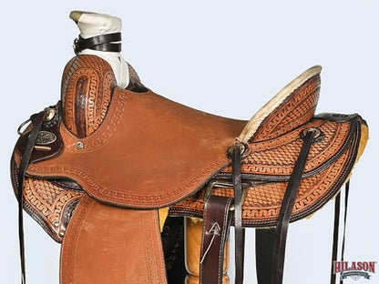HILASON Western Wade Ranch Roping Saddle Brown Leather - size: 16 In