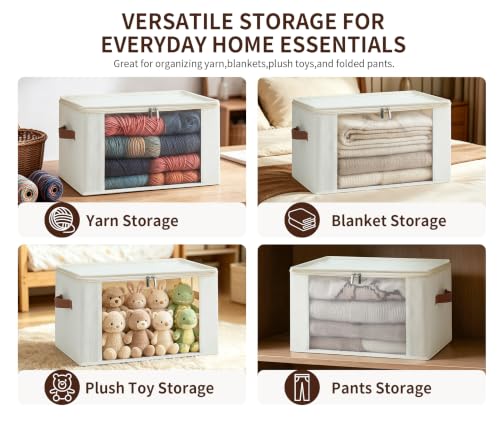 Qozary Cashmere Sweater Storage Bags for Closet with Cedar Blocks, 2 Pack