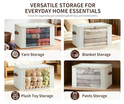Qozary Cashmere Sweater Storage Bags for Closet with Cedar Blocks, 2 Pack