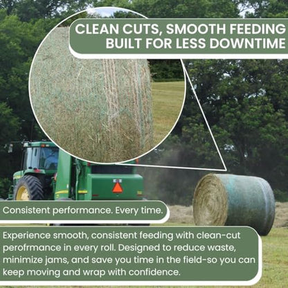 Bale Tuff Round Bale Net Wrap - Green - 48inx9840ft - 5-Ft Balers - 1 Roll | Heavy-duty Extruded Resins, High-density Silage Compression, Solar UV-resistant Mesh, Smooth-feed design