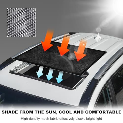 Car Sunroof Sun Shade, Magnetic Quick Install UV Sun Protection Auto Roof Screen Cover for Overnight Camping, Breathable Sunshade Mesh for Vehicle Moonroof and Side Window