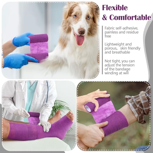 Treela 36 Pcs Self Adherent Bandage 4" X 5 Yard Wrap Breathable - color: Purple, size: 4" X 5 Yard