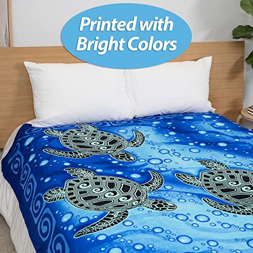 Dawhud Direct Sea Turtle Fleece Blanket for Bed, 50x60 Inches Super Soft Plush Ocean Blanket - Queen Size
