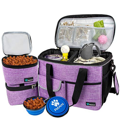 PetAmi Dog Travel Bag Organizer, Pet Supplies Diaper Tote, Purple Medium - color: Purple, size: Medium - 14.5"L x 8"W x 12.0"H