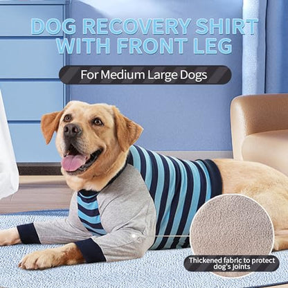 FUAMEY Dog Recovery Sleeve with Elbow Protector, Blue Stripe, L - color: Blue Stripes, size: L(Weight:44-66lbs)