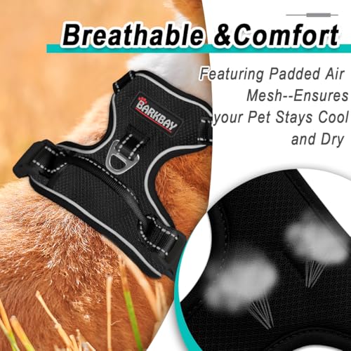 BARKBAY Dog Harness for Small Sized Dog No Pull Mesh 2 Clips Dog Vest - color: Black-Mesh, size: X-Small