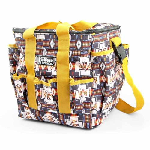 Jeffers Expression Deluxe Horse Grooming Bag – Large Zip Top Equestrian Tote w/Multiple Pockets, Handles & Adjustable Shoulder Strap, Padded Feet, Barn Essentials 11.5"x10.5"x8.5" - Thunderbird - color: Thunderbird