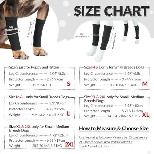 ROZKITCH 4 PCS Dog Arm Sleeve to Help Reducing Licking Scratching Elbow - color: DarkGrey, size: M-Leg Girth: 2.67in