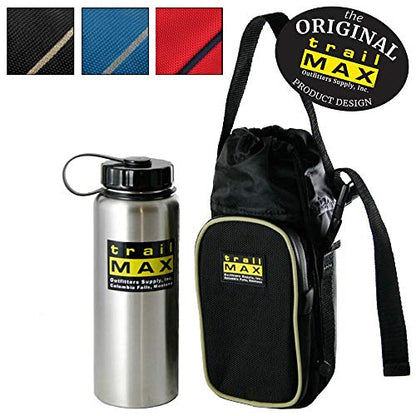 TrailMax 500 Series Water Bottle Horse Saddle Bag; Insulated & Padded Drink Holder; Western & Endurance Saddle Water Carrier; Saddlebag w/ 1 Liter Stainless Steel Water Bottle; Glacier Blue & Frost