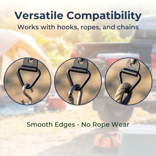 4 PCS Car V Ring Tie Down Anchors, Heavy Duty Metal Bed Tie Down Anchors Rings, V Ring Trailer Tie Down Anchor, Universal Mounting Accessories for Pickup Truck Trucks Trailers (Black)