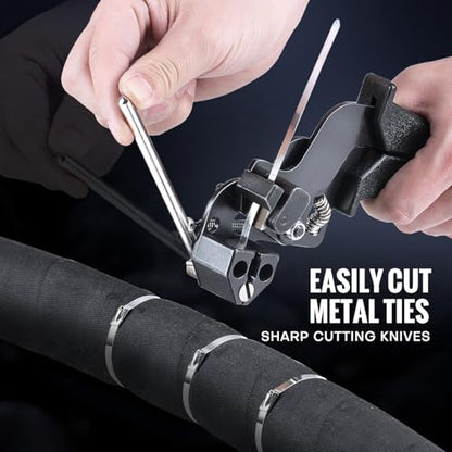 Stainless Steel Cable Tie Gun Kit + 200 Pcs Metal Zip Ties