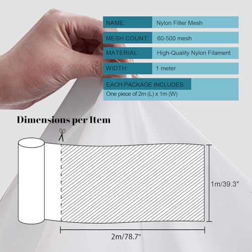 39 x 78 Inch 25-250 Micron Nylon Filter Mesh Fabric(120 mesh /120 μm) - style: 120 Mesh
