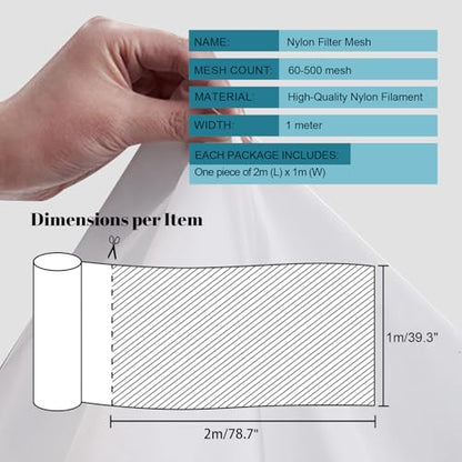 39 x 78 Inch 25-250 Micron Nylon Filter Mesh Fabric (60 mesh /250 μm) - style: 60 Mesh