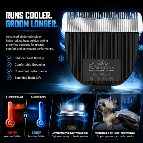 Kenchii Flash Clipper Blade Fine Detailer, Original Flash Only | Stay-cool stainless steel, corrosion-resistant coating, detachable for easy cleaning, precision pet grooming - size: Fine Detailer