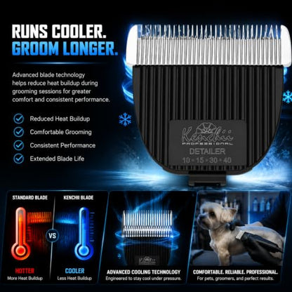 Kenchii Flash Clipper Blade Fine Detailer, Original Flash Only | Stay-cool stainless steel, corrosion-resistant coating, detachable for easy cleaning, precision pet grooming - size: Fine Detailer
