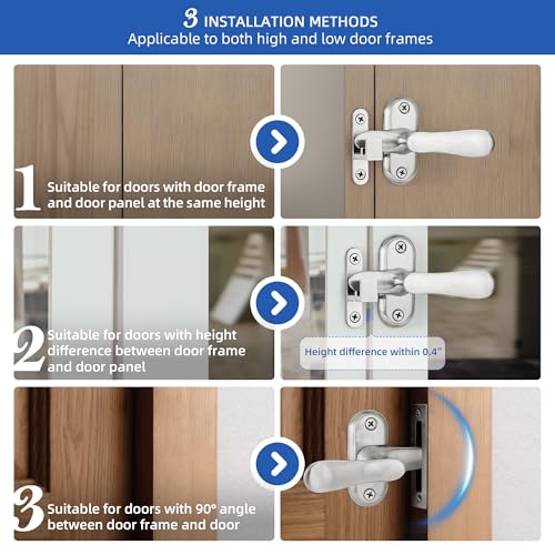2 Pack 360 Degree Flip Bathroom Stall Latch for Inside Door | 3 Locking Methods Stainless Steel Barn Door Latch Heavy Duty Gate Hardware (Brushed Steel) - color: Brushed Stainless Steel