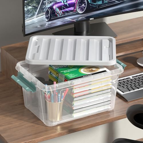 20 Quart Clear Storage Box, Plastic Latching Bins with Lids, 4 Pack - size: 20 Qt