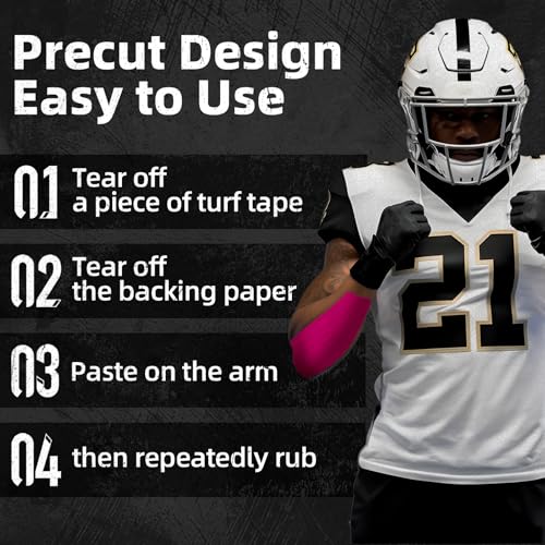 OK TAPE Turf Tape, Precut Extra Wide Turf Tape Footabll Turf Burn, Pink Athletic Tape Waterproof, Durable and Super Sticky Kinesiology Tape, 4in x 21ft (4in x 15.75in/16pcs) - color: Pink