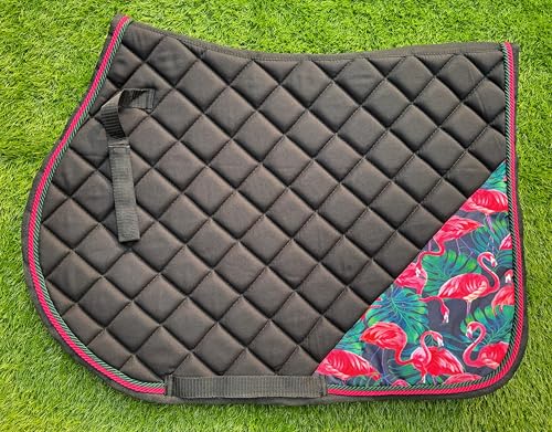 Flamingo English Saddle Pad Set Numnah Horse Ear Bonnet Saddle Cloth Saddle Blanket Horse Riding Wears - size: COB