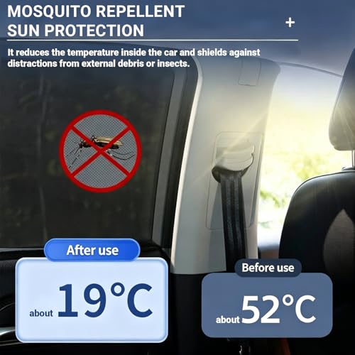 4 PCS Car Window Sun Shade Cover, Breathable Mesh Side Window Sunshades, UV Glare Protection Privacy Screens, NewCar Window Screens, Cover Full Window Universal for Most Cars SUVs
