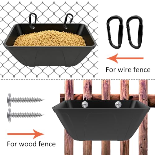 Hanging Chicken Feeder Trough for Goat Sheep Deer Poultry Duck Chicken Fence Feeder Livestock Feeding Container Goats Supplies Feeders Waterer Bucket - color: Black