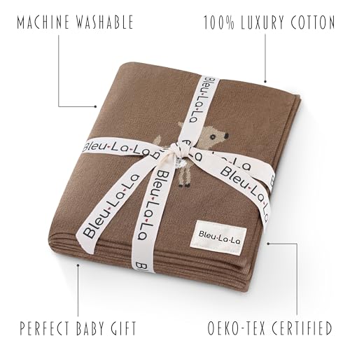 Knit Baby Swaddling Blanket - 100% Cotton Lightweight Soft Cozy Receiving Swaddle Stroller Quilt Blanket for Shower Gift Registry for Newborns, Infants, Toddlers (Deer - Mocha) - color: 11 - Deer - Mocha