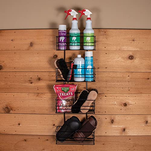 EASY-UP Mini Basket Groom Room Rack | Space-Saving Design | Portable | Includes 4 Baskets | Fits Standard 2" Stall Board | 5 Year Warranty