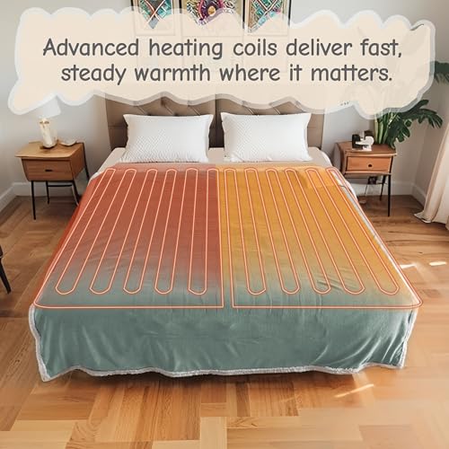Soypipo Electric Heated Blanket 72"x84", 9 Heat Settings 10-Hour Auto-Off - color: 09-light Green, size: Full 72"x84"