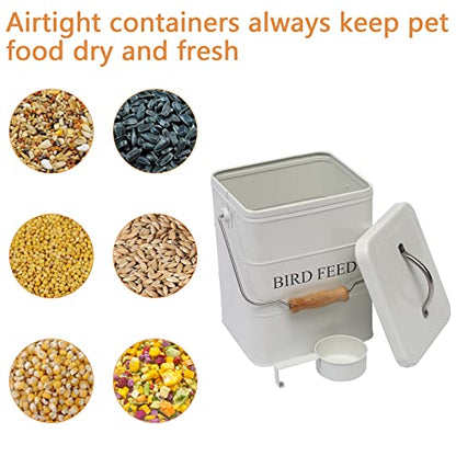 Geyecete Bird Feeder,Bird Food Jar Pet Food Storage Airtight Food Storage Container-White - color: White