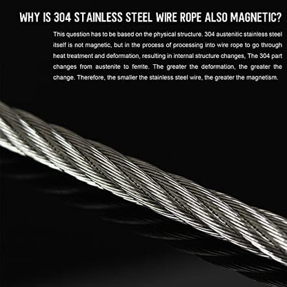 1/16 Wire Rope, 100FT 304 Stainless Steel Cable with 50Pcs Crimp Sleeves, Aircraft Grade, 7x7 Strand, 368lbs Breaking Strength, for Garden Trellis, Clothesline, Railing,Trellis - size: 100 ft