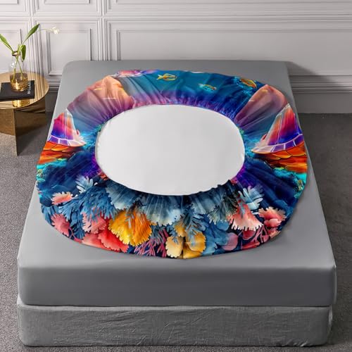 Coastal Turtle Bedding Set Full Size,1 Fitted Sheet+2 Pillowcases. - color: Color, size: Full