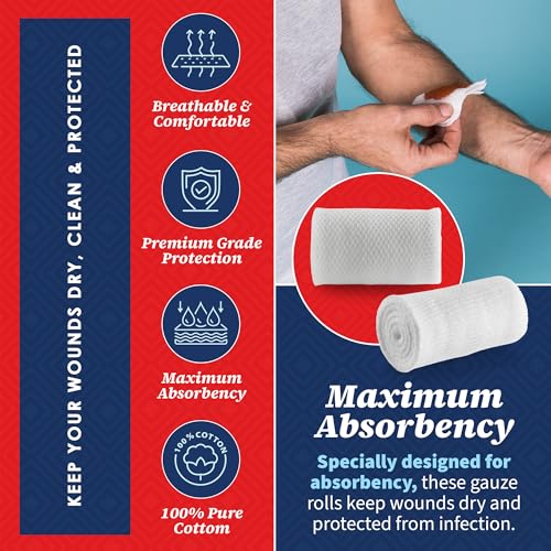 Gauze Bandage Rolls - (36 Pack) 2 in x 4.1 Yards Per Roll of Medical Grade Gauze Bandage and Stretch Wrapping for Dressing All Types of Wounds and First Aid Kit by MEDca, (2-Inch, 36 Pcs)