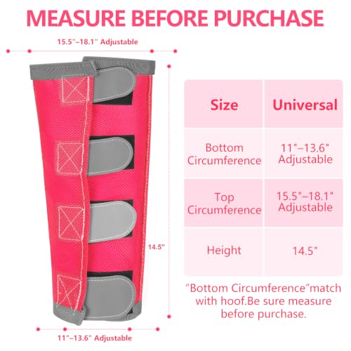 Fly Boots for Horses Set of 4 with Reflective Vercros, Loose Fitting Mesh Horse Fly Boots Leggings, Adjustable Equine Leg Wraps & Socks, Stay Up Not Sag, No Rub - color: Magenta