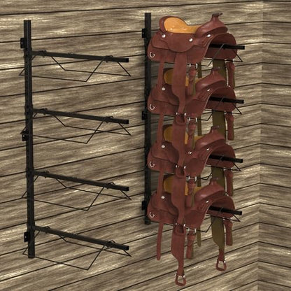 4 Tier Saddle Rack Wall Mount, Saddle Rack for English & Western Saddles | Space-saving, Easy to assemble, Tack Storage, Pad, Accessories etc for Horses