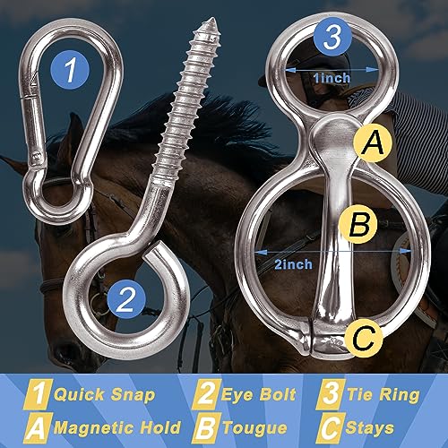 Dayimado Horse Tie Ring, Stainless Steel Tie Ring for Horses, Durable and Safe Horse Tack Supplies for Indoor and Outdoor Reducing Horse Injured When Pull Back