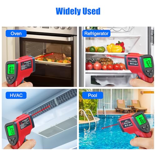 Digital Infrared Thermometer Gun -58℉ to 1022℉ (-50℃ to 550℃), Adjustable Emissivity, Laser Temperature Gun for Cooking, BBQ, Oven, Engine, and Industrial Use (Not for Human Body) - color: Red