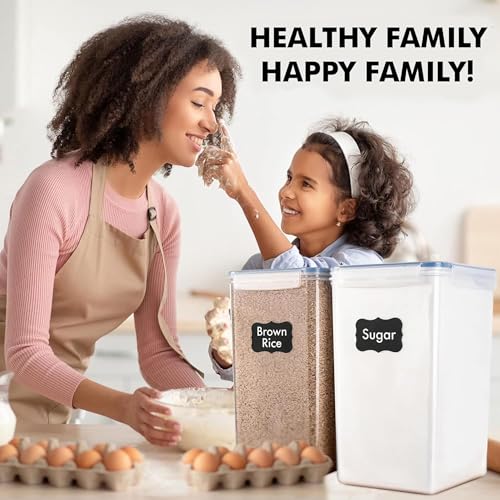WHITE FEATHER SUPPLIES 2 PC [7 Qt / 6.5L / 220 Oz] Large Food Storage Containers with Lids Airtight - BPA Free Clear Plastic Kitchen and Pantry Storage Containers for Cereal, Flour, Sugar, Rice - color: Clear - 2 Pack